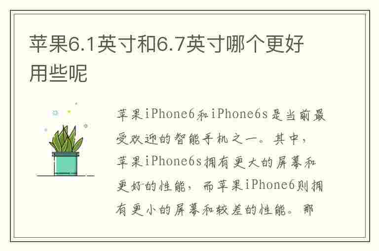 苹果6.1英寸和6.7英寸哪个更好用些呢